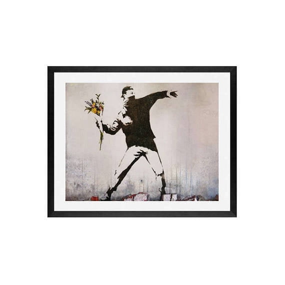 Rage Flower Thrower by Banksy framed art canvas art
