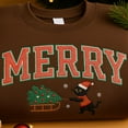 thumbnail image 2 of Embroidered Retro Merry Sweatshirt, Merry Christmas Sweatshirt, Black Cat Embroidered Sweatshirt, 2 of 5