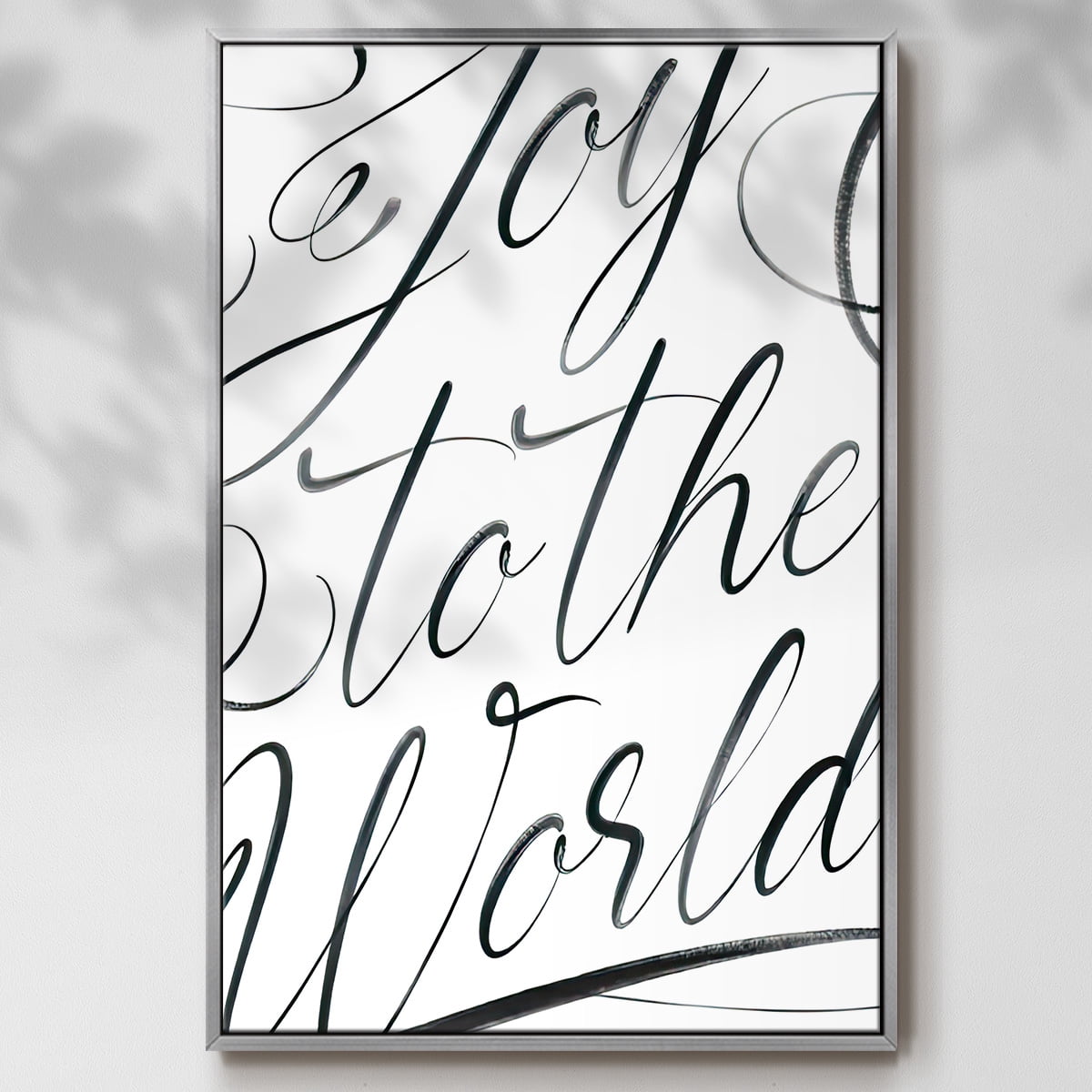 Joy To The World - Framed Gallery Wrapped Holiday Canvas - 17 x 25 - Silver Frame
