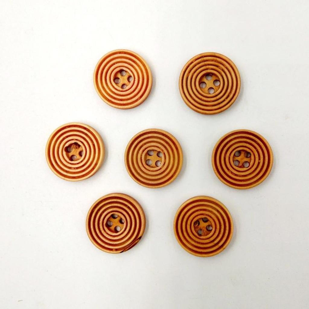 Abbraccia 5x100 Pieces Wooden Buttons Spiricle 20mm with Four Holes Light Coffee Color 5 Pcs