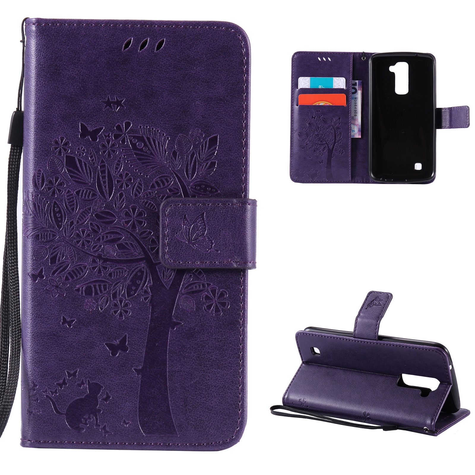 LG K10 Case, LG Premier LTE Cell Phone Case, Allytech Embossed Cat