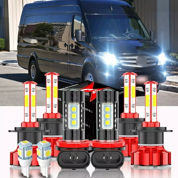 For Mercedes-Benz Sprinter 2500 3500 2010-2018 Front LED Headlight Fog Light Bulbs Kit 6000K White 6x