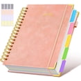 thumbnail image 4 of Twin Coil Binding PU Leather Notebook 300 Pages Lined Elastic Pen Slots For Daily Writing Note Taking 10x8Inch, 4 of 9