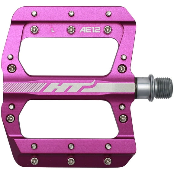 HT AE12 BMX Platform Pedals 9/16" Axle Aluminum Body 20 Replaceable Pins Purple