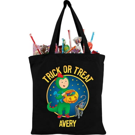 Personalized Caillou Dino Costume Black Trick or Treat Bag