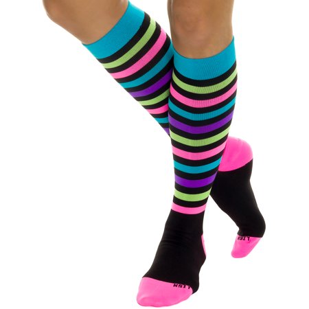 Compression Baseball Socks - LISH Nurse Compression Socks for Women - Graduated 15-25mmHG - Sports Socks