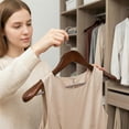thumbnail image 4 of Unique Bargains 2Pcs Wood 360-Degree Space Saving Clothes Hangers Flat Hook, 4 of 6