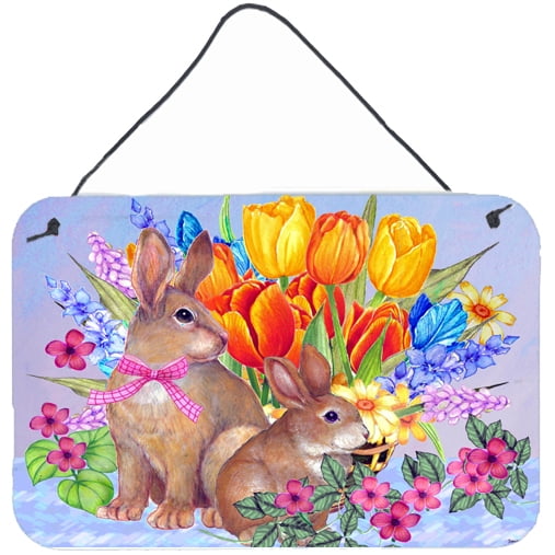 Carolines Treasures PJC1067DS812  Beginnings II Easter Rabbit Wall or Door Hanging Prints  8x12 multicolor