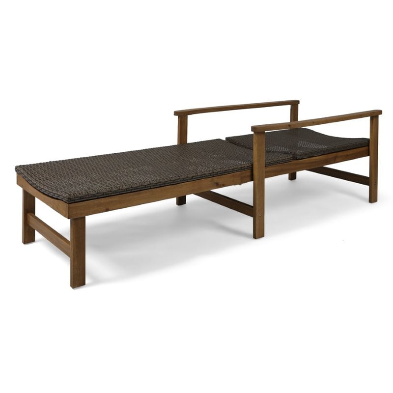 Noble House Hampton Outdoor Acacia Wood Chaise Lounge In Mixed Mocha Walmart Canada