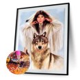 thumbnail image 2 of Kits de pintura de diamante 5D DIY taladro redondo completo mosaico de lobo de niña india (NH2212) Sywqhk Decoración hogareña, 2 of 9