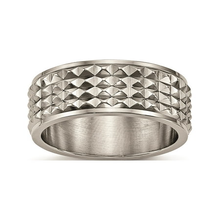 Designer Titanium Polished Studded Ring (Width=8.00) Made In China -Jewelry By Sweet Pea Creations