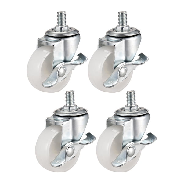 Unique Bargains 2 Inch Swivel Caster Wheels PP Threaded Stem with Brake 66lb Capacity 4 Pcs