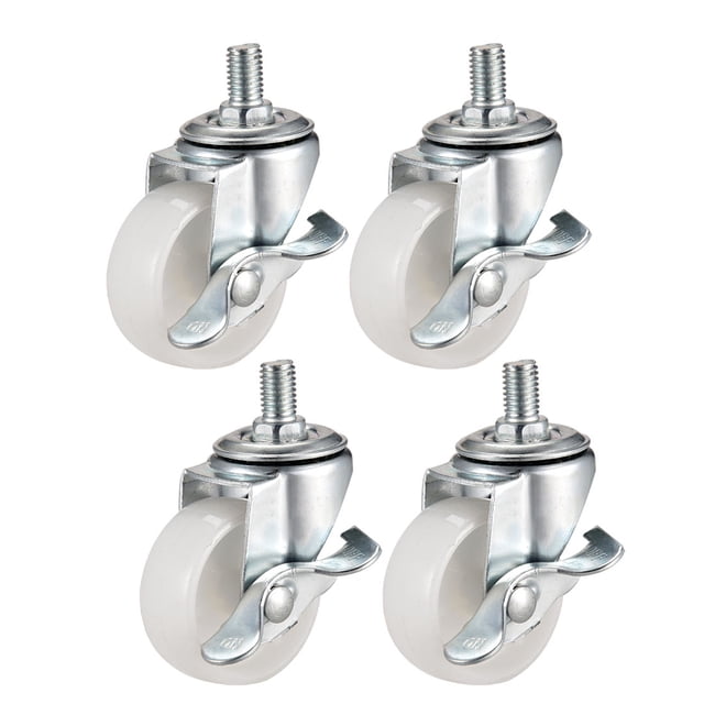 Unique Bargains 2 Inch Swivel Caster Wheels PP Threaded Stem with Brake 66lb Capacity 4 Pcs