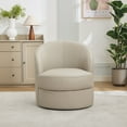 thumbnail image 6 of Noble House Leather Swivel Accent Chair, 360° Spin Mid-Century Modern Lounge Chair for Living Room, Cream, 6 of 6