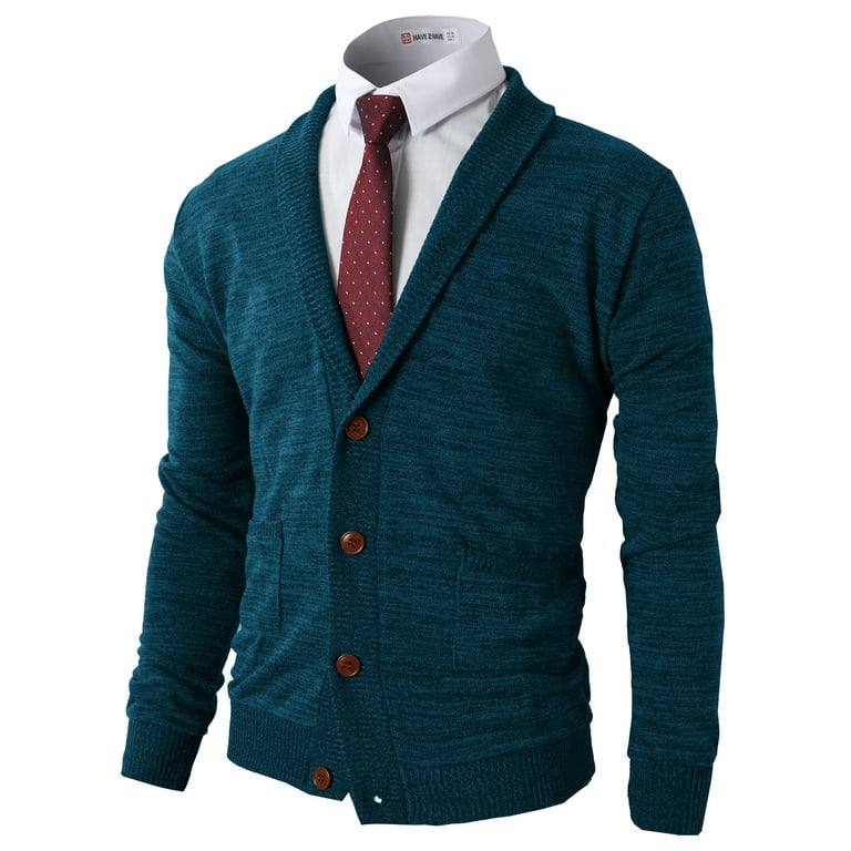 H2H Mens Casual Comfortable Fit Cardigan Sweater Shawl Collar Soft Fabric  with Ribbing Edge GREEN US 3XL/ASIA 4XL (CMOCAL07) 