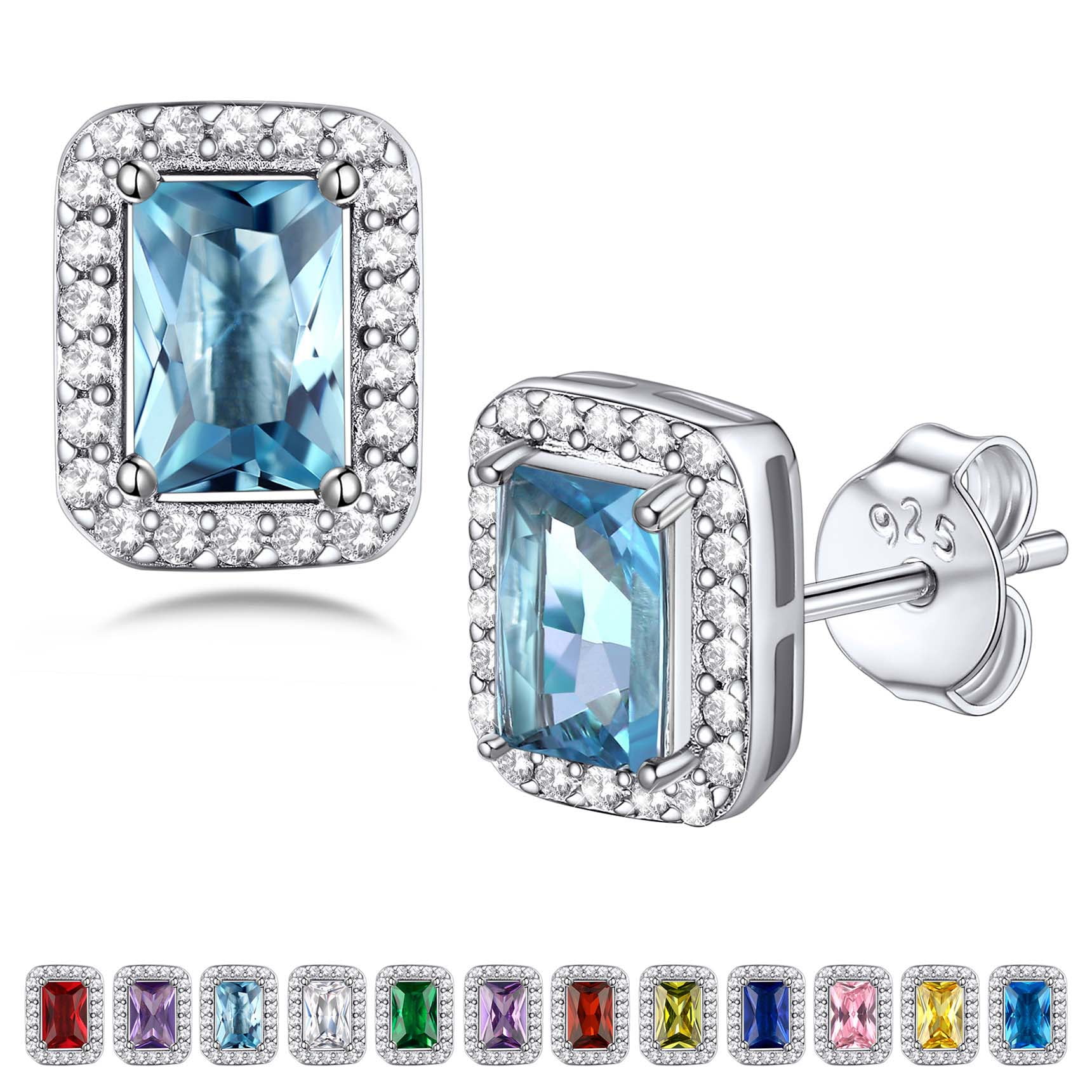 Bestyle Pink Tourmaline S925 Stud Earrings – October Birthstone