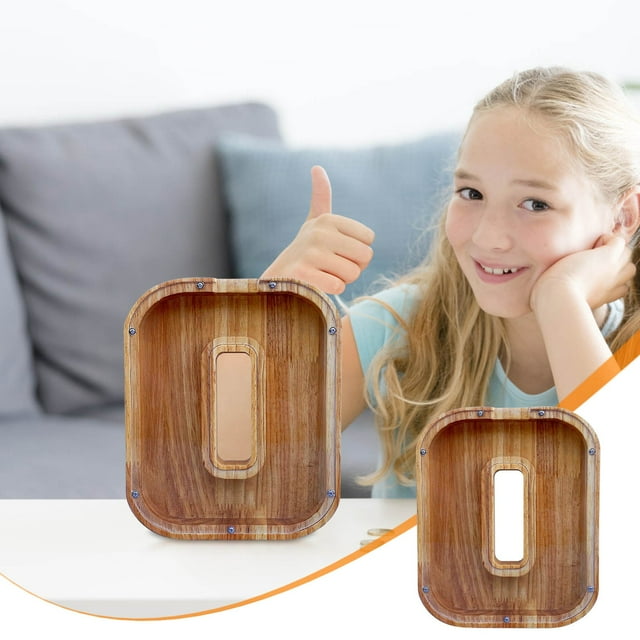 LSLJS Tirelire en Bois en Forme de Lettre Anglaise en Verre Transparent, Tirelire