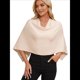 thumbnail image 1 of Poncho para Mujer, Corte Entallado, Chal Versátil, Tejido Suave, Cuello Vuelto, Top Corto Albaricoque un Tamaño, 1 of 10