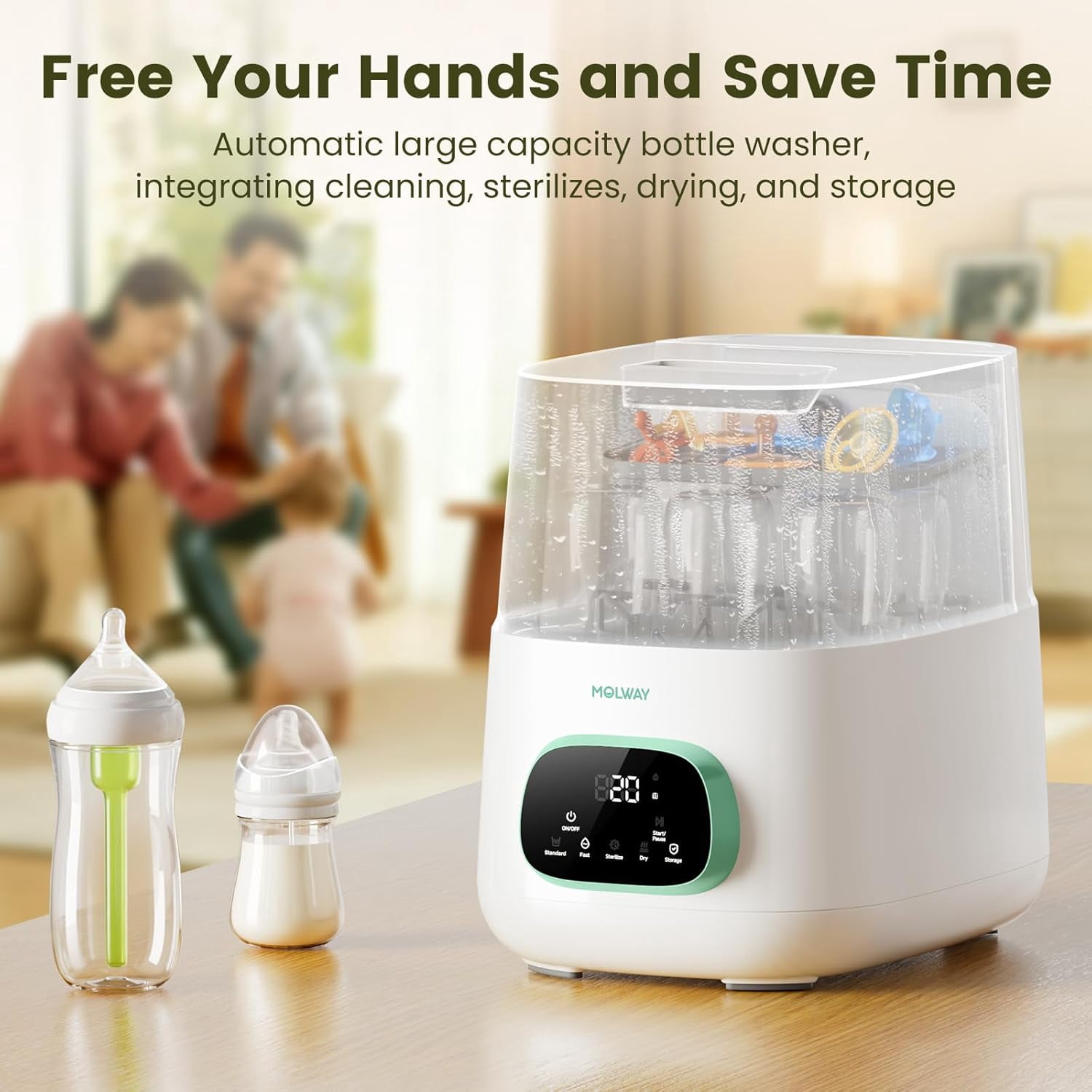 4-in-1 Auto Baby Bottle Washer – All-in-One Cleaner, Sterilizer and Dryer Double Layer Large Capacity