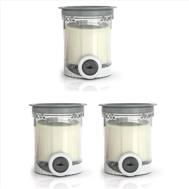 3x pintas y tapas para máquinas de helado y helado suave swirl serie nc700, aptas para lavavajillas, xsk7pntld2 tres pintas transparentes con tapas grises en vista frontal; cilindros de plástico con base blanca, compatibles solo con heladeras CREAMi Swirl NC700. Reutilizables para dispensar y almacenar porciones individuales de helado o helado suave; aptas para lavavajillas. A menudo se usan también para preparar y guardar postres congelados individuales.