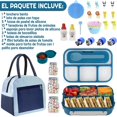 thumbnail image 2 of Bento Box Fiambrera, Contenedores para Adultos, Hombres y Mujeres con 4 Compartimentos, Contenedor de Comida para Almuerzo con Utensilios, Tarro de Salsa, Copa de mafín,Bolsa del Almuerzo(AZUL), 2 of 9