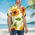 thumbnail image 6 of Uemuo Sunflowers And Butterflies Printed Regular Fit Short Sleeve Casual Hawaiian Shirt for Men,Aloha shirt,Tropical shirt,Floral print shirt,Vacation Beach shirt-Small, 6 of 9