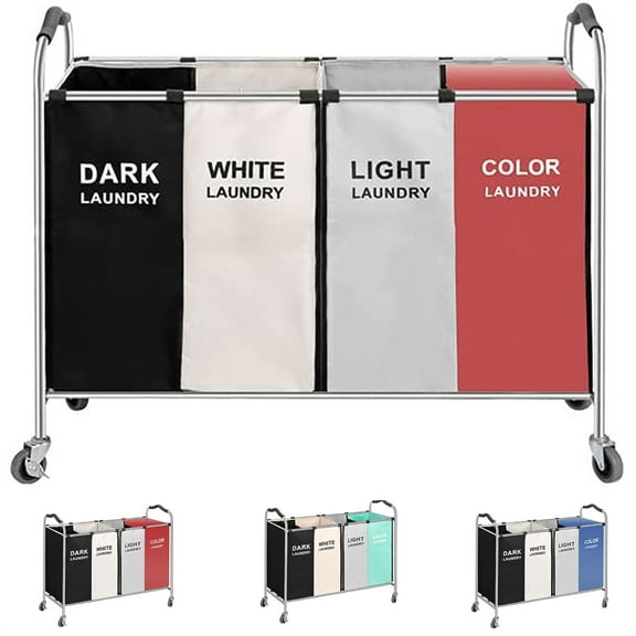 320L Laundry Basket Sorter 4 sections,Laundry Hamper Cart Organizer For Dirty Clothes ,Storage And Organization With Clothes,Toys,Towels,Blankets For Laundry Room ,Bedroom & Bathroom（4 colors）