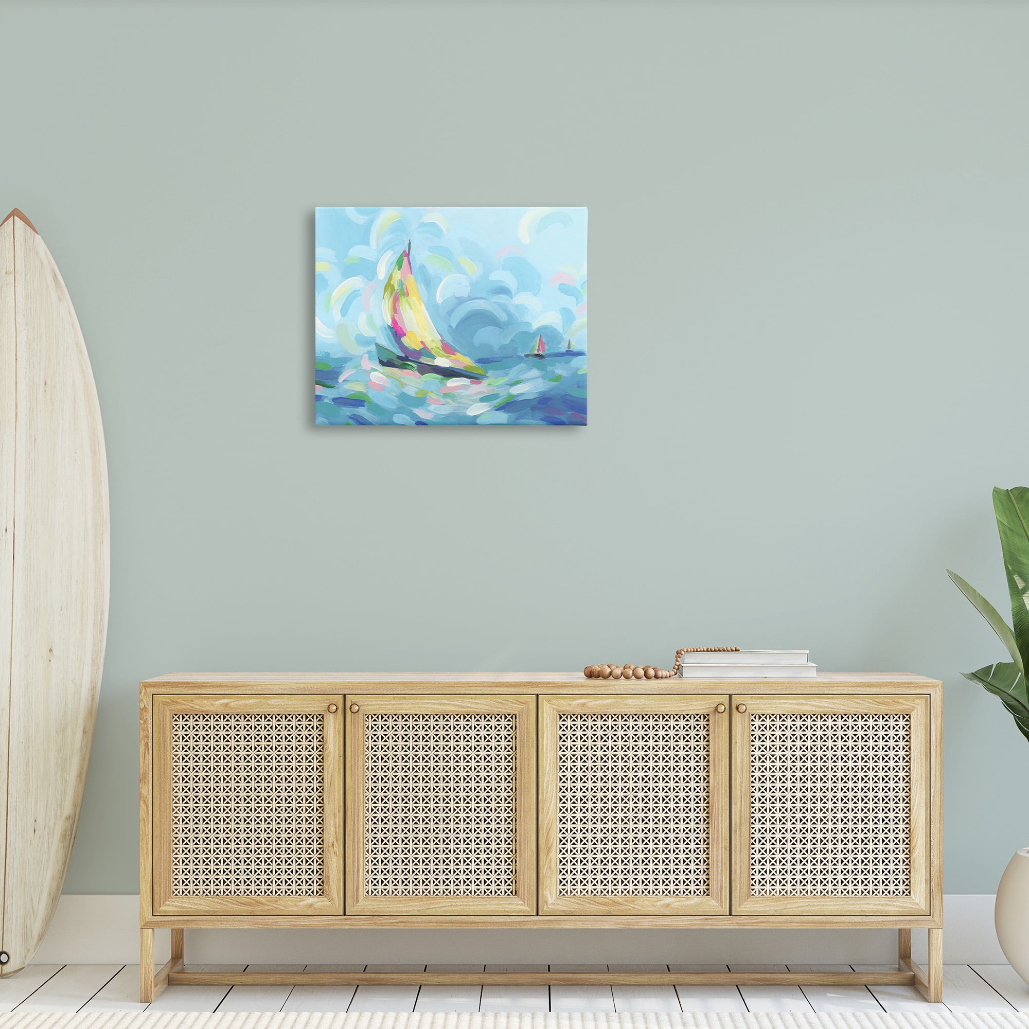 Stupell Industries Abstract Sailboat Scenery Nature Painting Gallery Wrapped Canvas Art Print Wall Art, 30 x 24