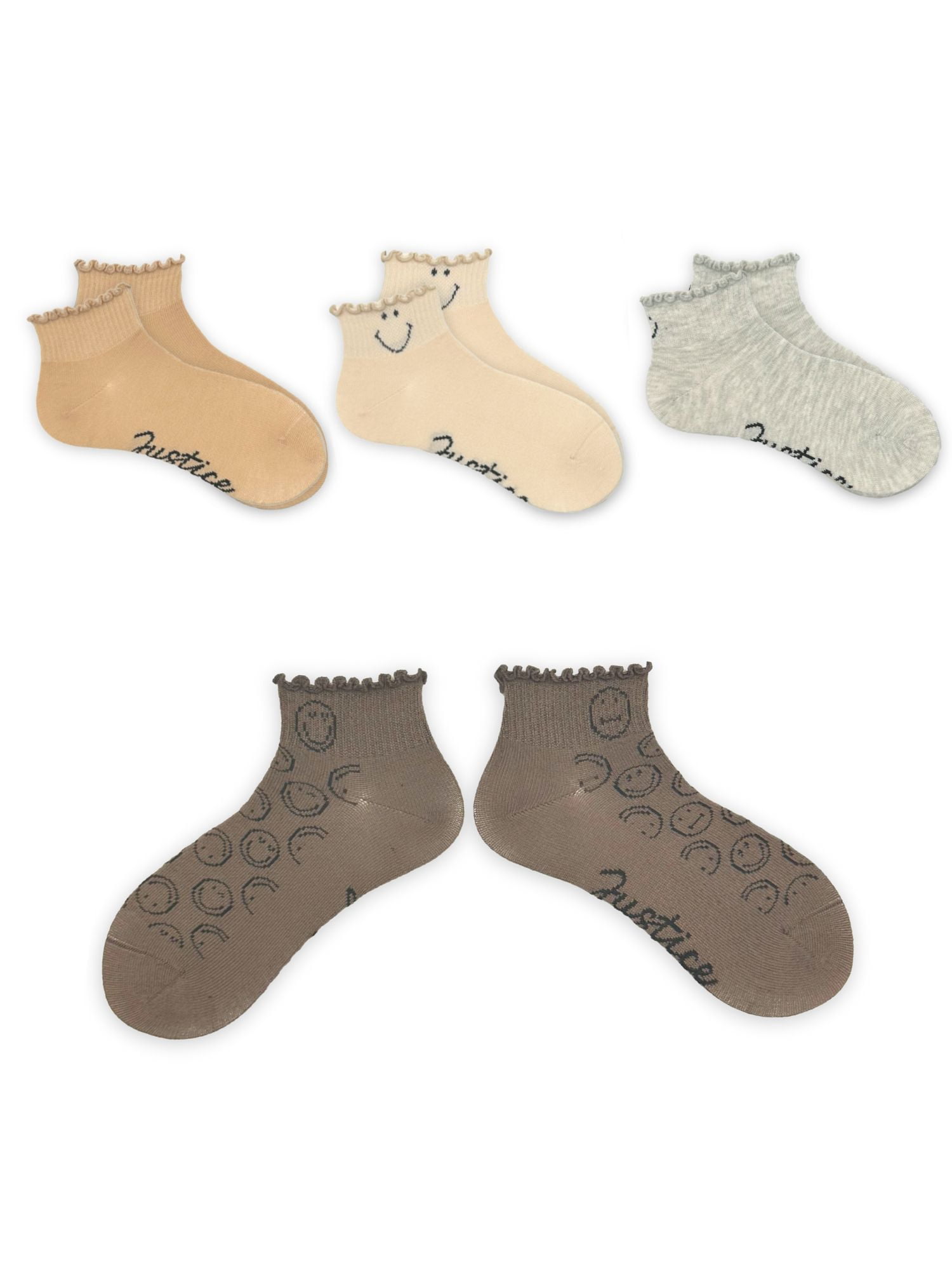 Justice Girls Mid Pearled Boyfriend Socks 4-Pack, Sizes M-L