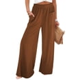 thumbnail image 2 of Pantalones de Yoga de Pierna para Mujer, Informales, Holgados y Cómodos, de Cintura Alta, con Bolsillos. Marrón L, 2 of 8