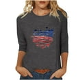 thumbnail image 2 of Dazajoo 4th of July Tunic Tops for Women Summer 3/4 Sleeve Casual American Flag Patriotic Graphic Vintage Tee Shirts 2024 Womens Independence Day Round Neck Blouses Flash Deals Today,Gray,S, 2 of 6