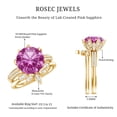 thumbnail image 6 of Rosec Jewels Floral Ring Set with Lab Grown Pink Sapphire and Moissanite - AAAA Grade Sapphire - 4.5 Carat, 18K Yellow Gold, US 9.00, 6 of 7