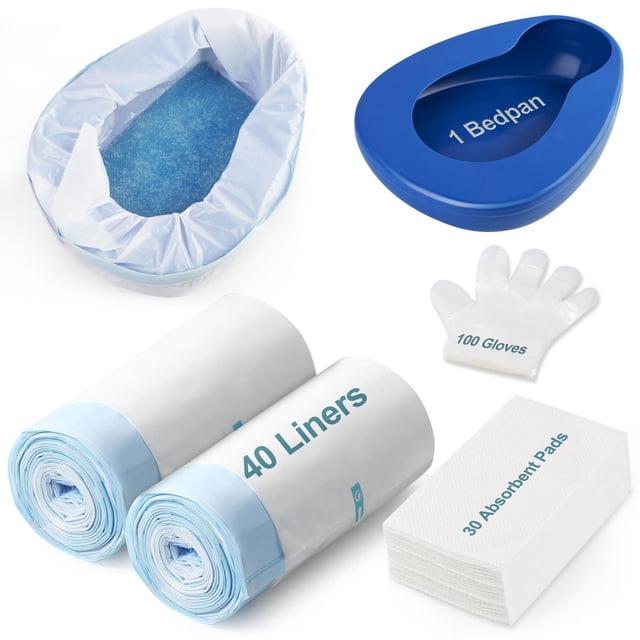 El juego de orinales Varlty incluye 30 almohadillas superabsorbentes, 40 forros desechables y 100 guantes