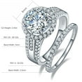thumbnail image 3 of Women's 3.45ct 925 Sterling Silver Cubic Zirconia Halo Wedding Engagement Ring Set Size 5-10, 3 of 4