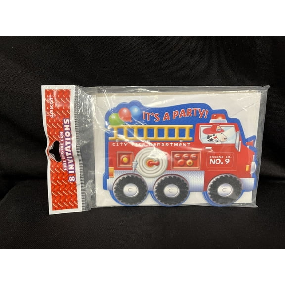 Amscan Fire Engine Fun Birthday Party Invitations 8ct
