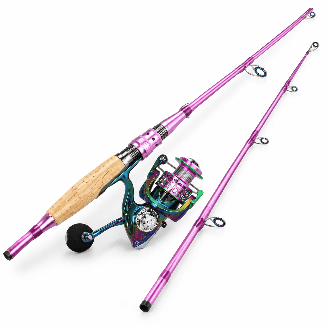 Spinning Rod Reelbos Colorful Two Pieces Pole With Smooth Strong Available For Freshwater Bwalleye Trout Fishing