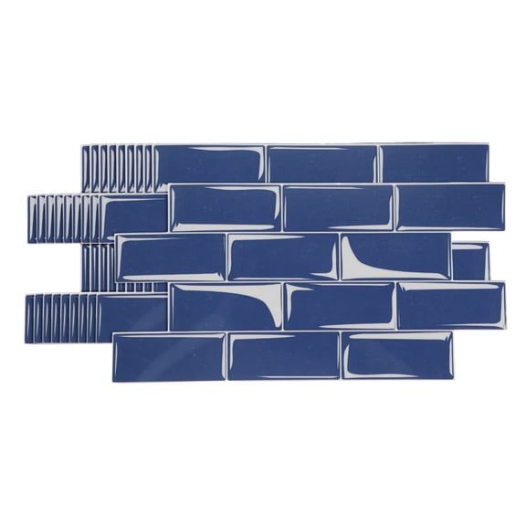 Uxcell 10Pcs Peel and Stick Backsplash Tiles 9.4" x 4.7" 3D Thickened Mable Texture Self-Adhesive Tile Stickers Wallpaper Wall for Kitchen Bathroom Bedroom, Sea Blue