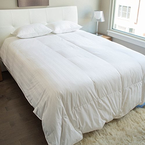 Clearance Sale Luxury White 650 Fill Power Hypoallergenic Down Comforter 300 TC Striped