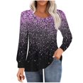 thumbnail image 1 of HKEJIAOI Tunique à Manches Longues Bouffantes pour Femmes Blouses Plissées Décontractées Col Rond T-Shirts Mode Automne 2024 S, 1 of 5