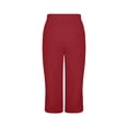 thumbnail image 2 of Womens Linen Capri Pants with Side Slits Pockets Drawstring Lightweight Beach Casual Summer Capris Sweatpants (XL, Red), 2 of 8