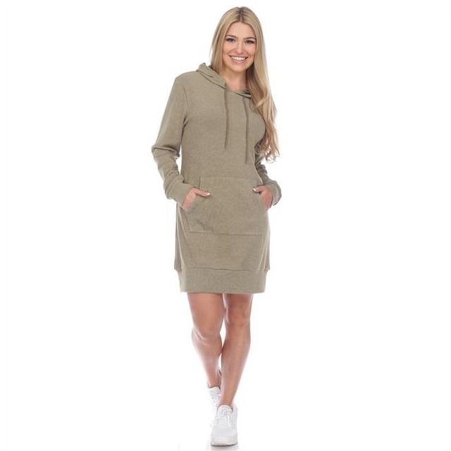 822-04-L Hoodie Sweatshirt Dress, Green - Large