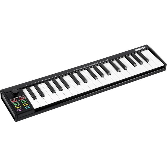 37-Key MIDI Keyboard Controller with 8 Drum Pads, OLED Display, and DAW Integration for Music Production, Black