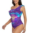thumbnail image 2 of Gaeub Elephant in Tribal Style Women's One Shoulder Ruffle Tummy Control Swimwear for Swimming Surfing Beach Party - XX-Large, 2 of 8