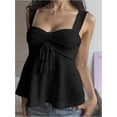thumbnail image 4 of otnbgsr Women's Eyelet Embroidered Tank Top Y2K Tie Front Ruched Sleeveless Peplum Cami Going Out Fashion Top, 4 of 10