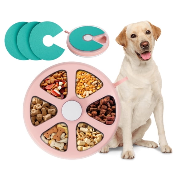 BNISE Dog Nail Scratch Pad with Treat Box-Rotatable Portable Dog Scratch Filing Pad for Nails-Pet Scratch Board for Indoor/Outdoor Training Treat Feeder Dispenser, Pink