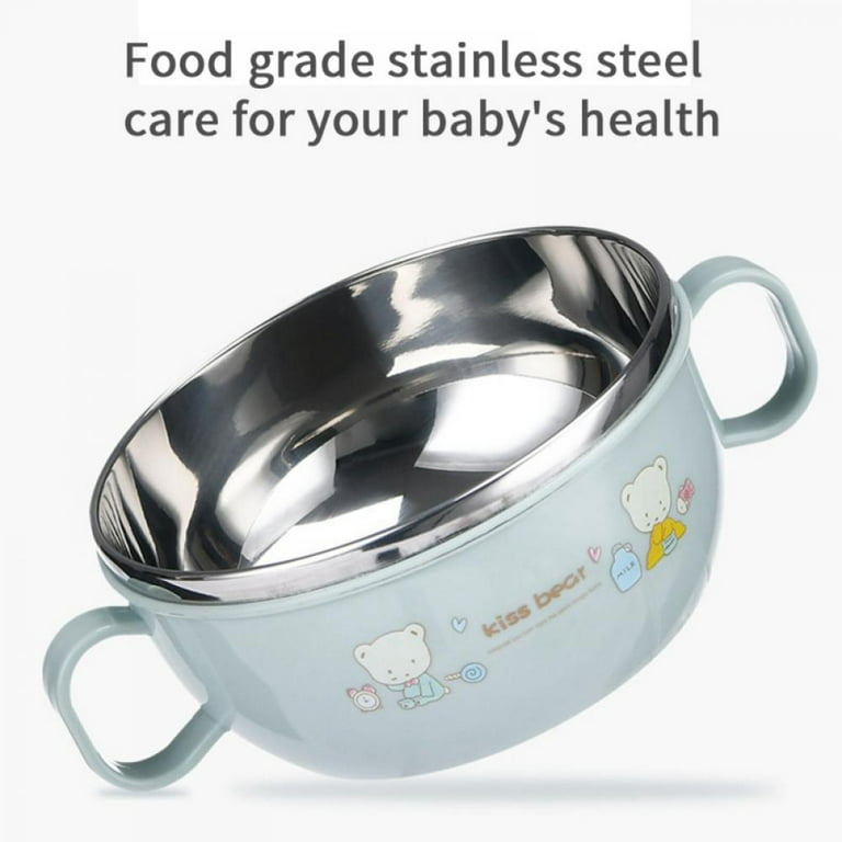 Bowls for Kids Toddlers, E-far 12 Ounce Double-Deck SUS304 Stainless Steel Bowls for Baby Children, Healthy & Matte Finish, Insulated & Shatterproof 