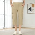 thumbnail image 2 of ZHOGXU Classic Summer Solid Color Straight Leg Kids Capri Cargo Pants For Girls With Pocket Comfortable Everyday Wear, 2 of 7