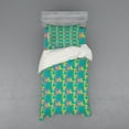thumbnail image 2 of Ambesonne Retro Bedding Set 4 Pcs, Colorful Whimsical Shapes, Queen, Green Pale Fuchsia and Yellow, 2 of 3