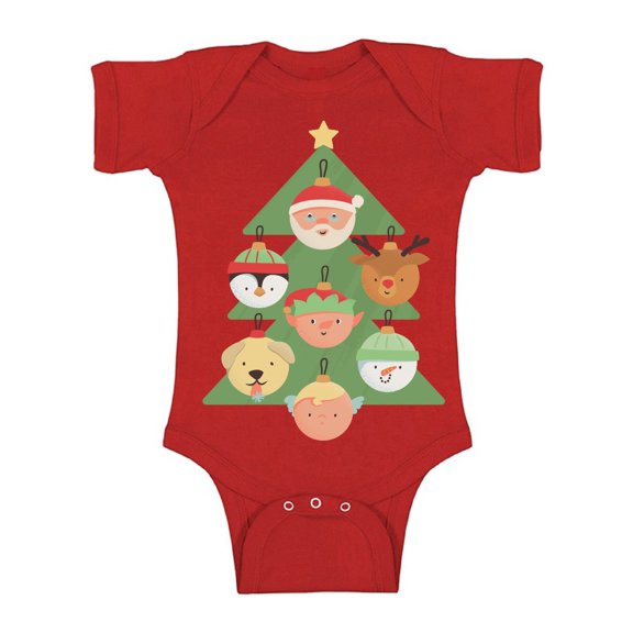 Christmas Tree Baby Short Sleeve Bodysuit Xmas One Piece Top Baby Girls Baby Boys Santa Holidays Gifts
