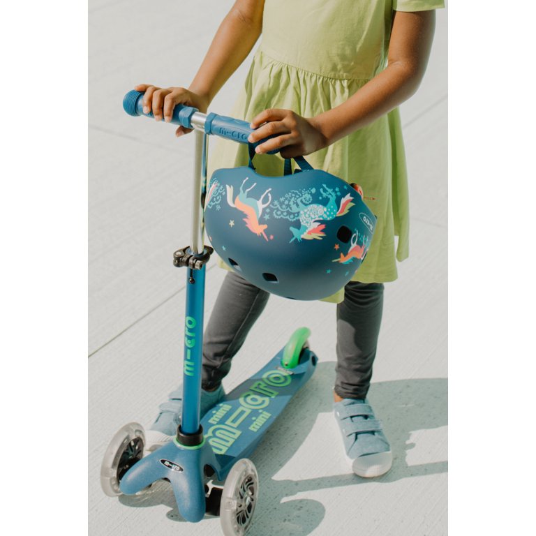 micro Maxi micro Deluxe Trottinette pliable à LED fluo réglable en hauteur et pliable pour enfants à partir de 5 ans avec roues à LED et roues LED